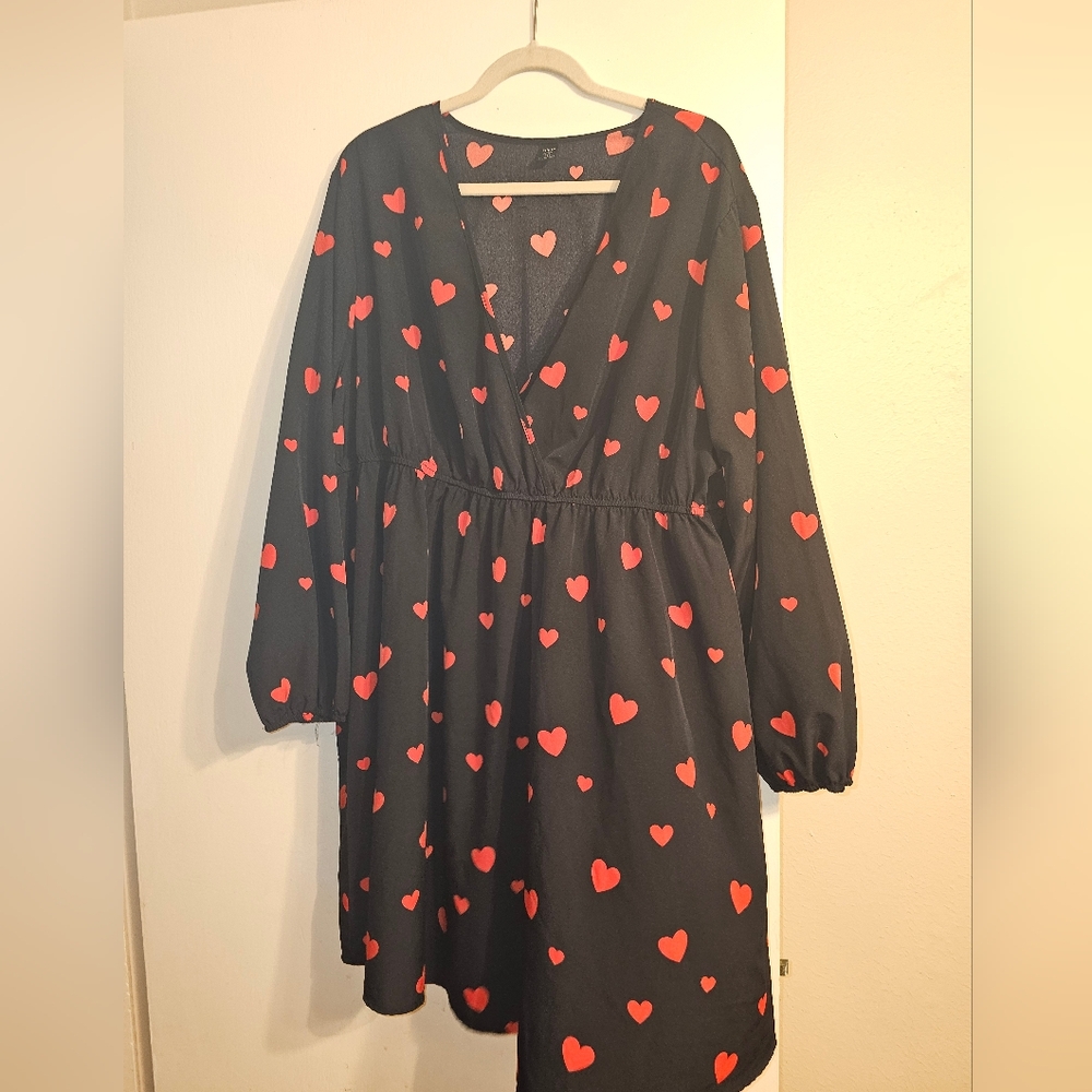 Black Dress with Red Heart Design